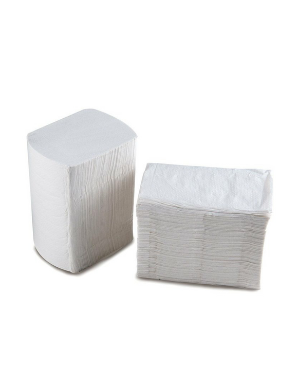 Serviettes 2 épaisseurs blanches intercalées, 6,5 x 8 pouces, 6000 par boîte.