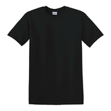 T-shirt noir à manche courte, col rond, avec impression ENTRETIEN au dos