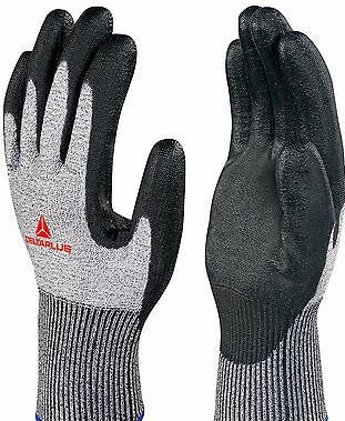 Gants de tricot et polyuréthane gris et noirs ECONOCUT VECUT44G3 - 3 paires /sac
