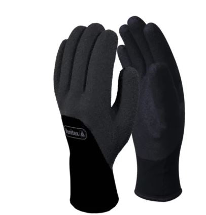 Gants de protection thermique noirs en tricot enduits de nitrile et polyamide VV750