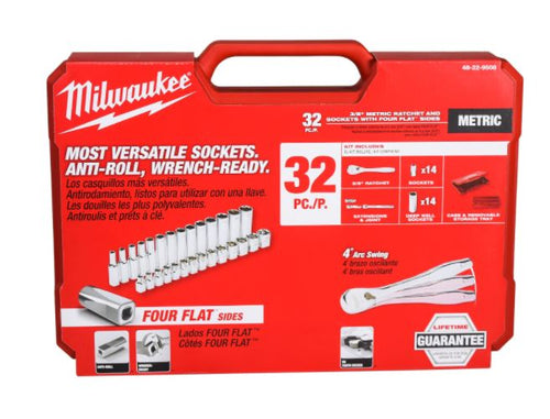 Milwaukee Ensemble Packout® de douilles métriques et accessoires 3/8" pour mécaniciens 32 pièces