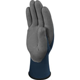 Gants de tricot bleu et gris pour manutention enduit de polyréa à base aqueuse