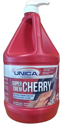 Nettoyant à mains sans eau avec pierre ponce Super Crem Cherry 3,6L pompe incluse
