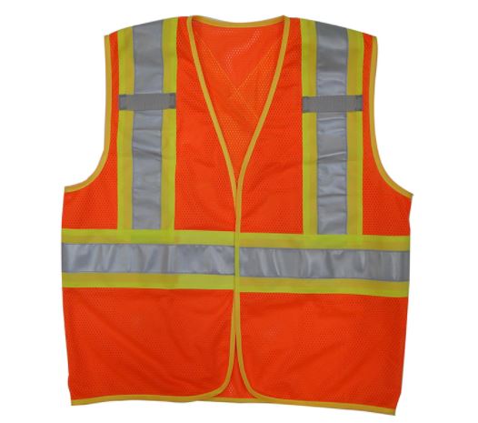 Veste de sécurité unisexe orange avec bandes réfléchissantes
